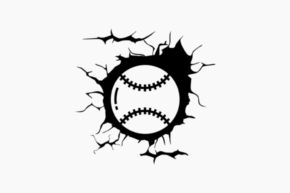 Baseball Ball Cracked Wall
