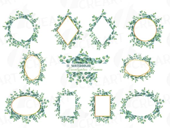 Eucalyptus Frames Watercolor Clip Art