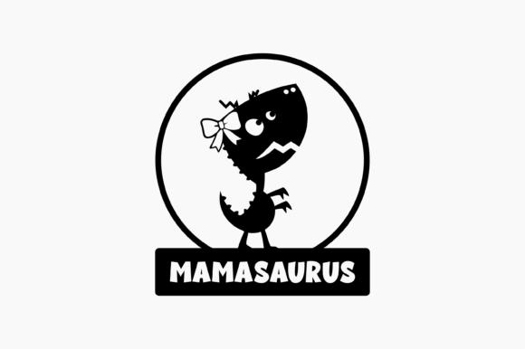 Mamasaurus Cute Black Silhouette